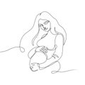 Continuous drawing line art of pregnant woman. Hand drawn one line Royalty Free Stock Photo